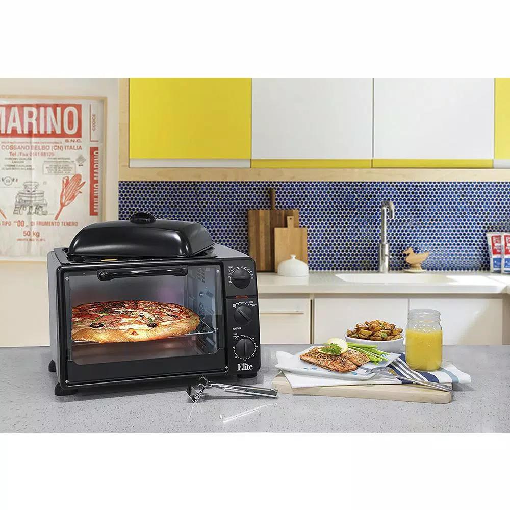 Elite Platinum 8-in-1 Multifunction Convection Toaster Oven Broiler with Rotisserie, 1500W, Black