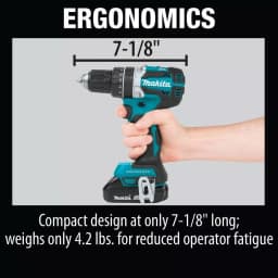 Makita 18V LXT Brushless 1/2 in. Hammer Driver-Drill Kit with (2) 2.0Ah Batteries, Charger and Bag thumbnail 9