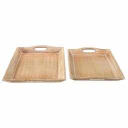 LITTON LANE Distressed Brown Decorative Wooden Trays, Set of 2, Mango Wood & MDF thumbnail 2