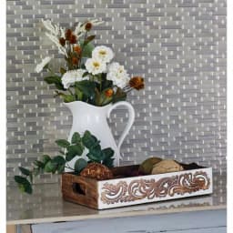 LITTON LANE Walnut Brown Vine and Leaf Decorative Wooden Trays, Set of 2 thumbnail 6