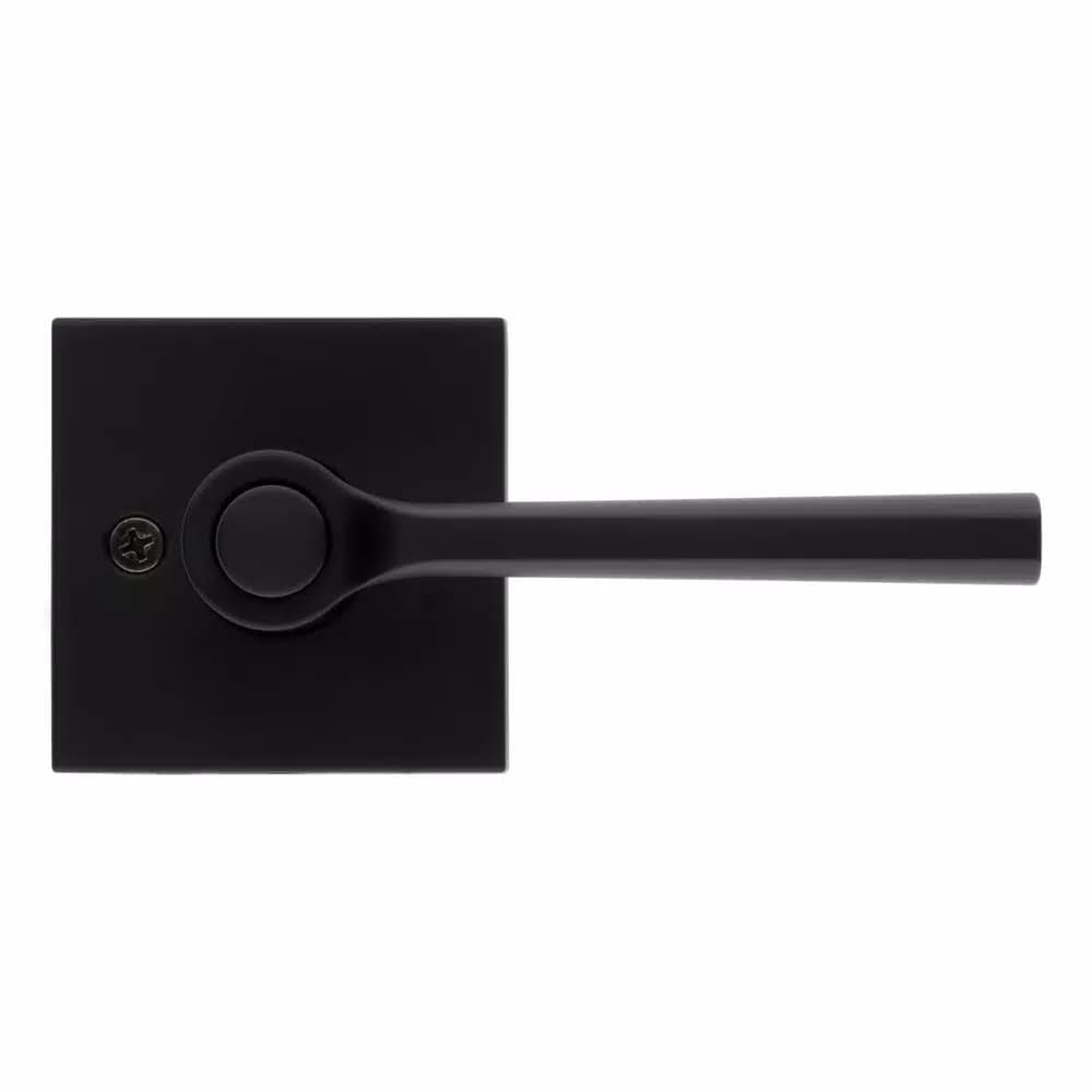 Kwikset Lisbon Square Matte Black Keyed Entry Door Lever with SmartKey Security