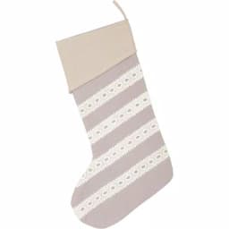 VHC Brands 20 in. Grey Margot Farmhouse Christmas Stocking with Diamond Pattern Lace thumbnail 2