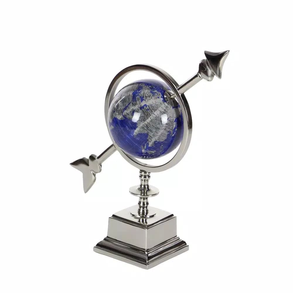 LITTON LANE Modern Reflections 14 in. Blue and Silver Decorative Aluminum and PVC Globe