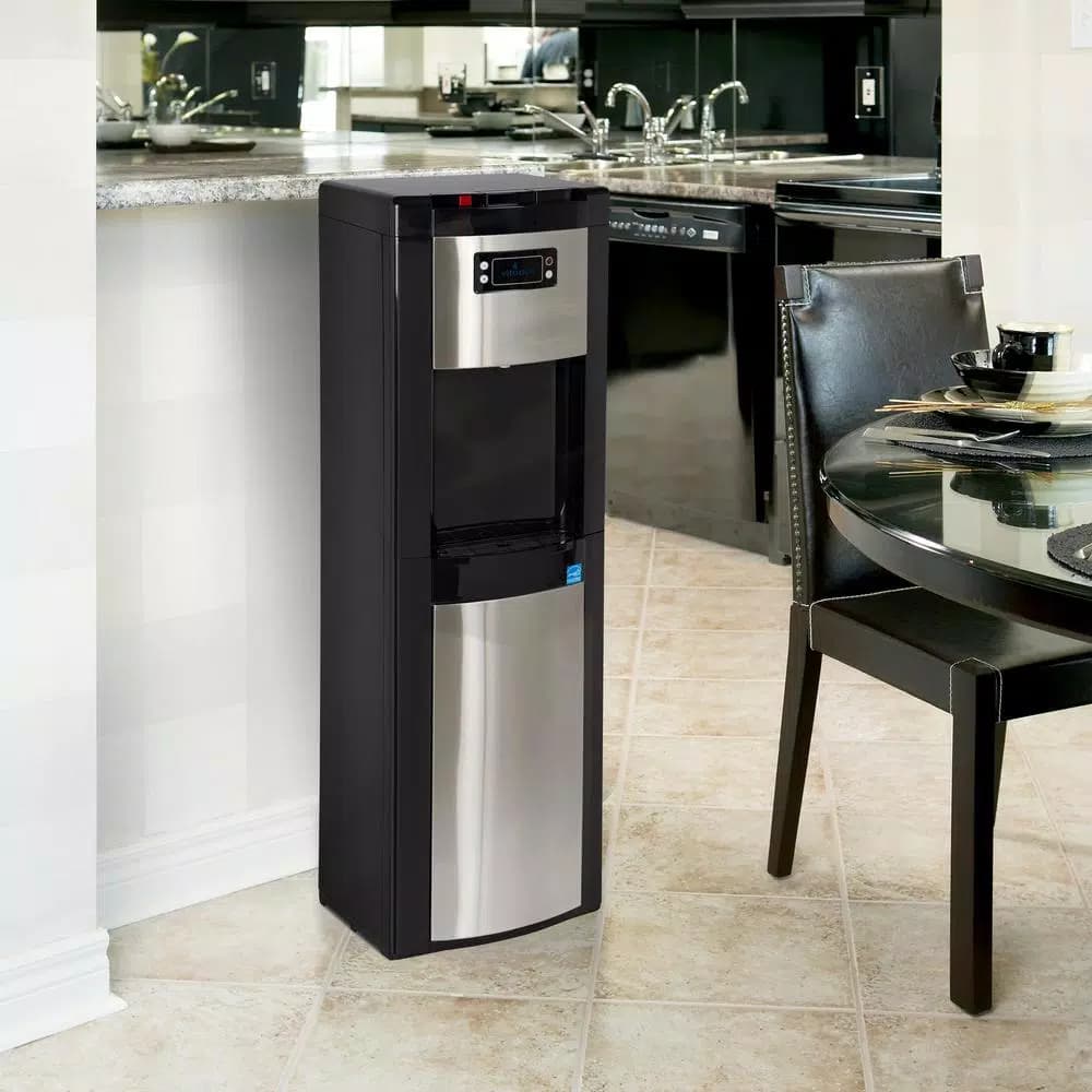 Vitapur Bottom Load Water Cooler Dispenser with Kettle Feature, Hot/Room/Cold, Black/Stainless Steel