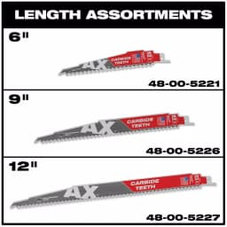 Milwaukee AX 9 in. Carbide Demolition Reciprocating Saw Blades, 5 TPI, 3-Pack thumbnail 5