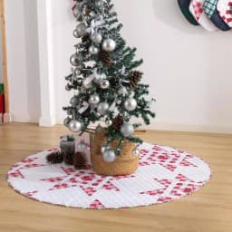 Country Living Angelina 48 in. Reversible Quilted Tree Skirt, Red and White Patchwork Star thumbnail 6