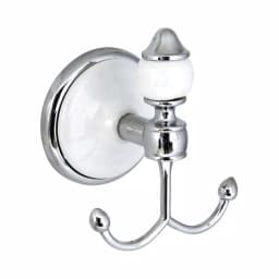 MODONA ARORA Double Robe and Towel Hook - White Porcelain and Polished Chrome thumbnail 1