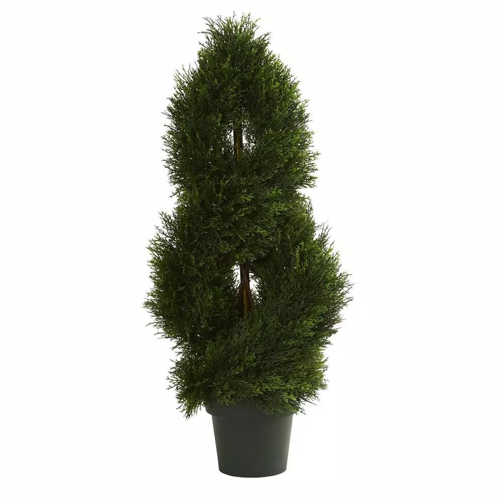 Nearly Natural UV Resistant Double Pond Cypress Spiral Artificial Topiary Tree, 36 in.