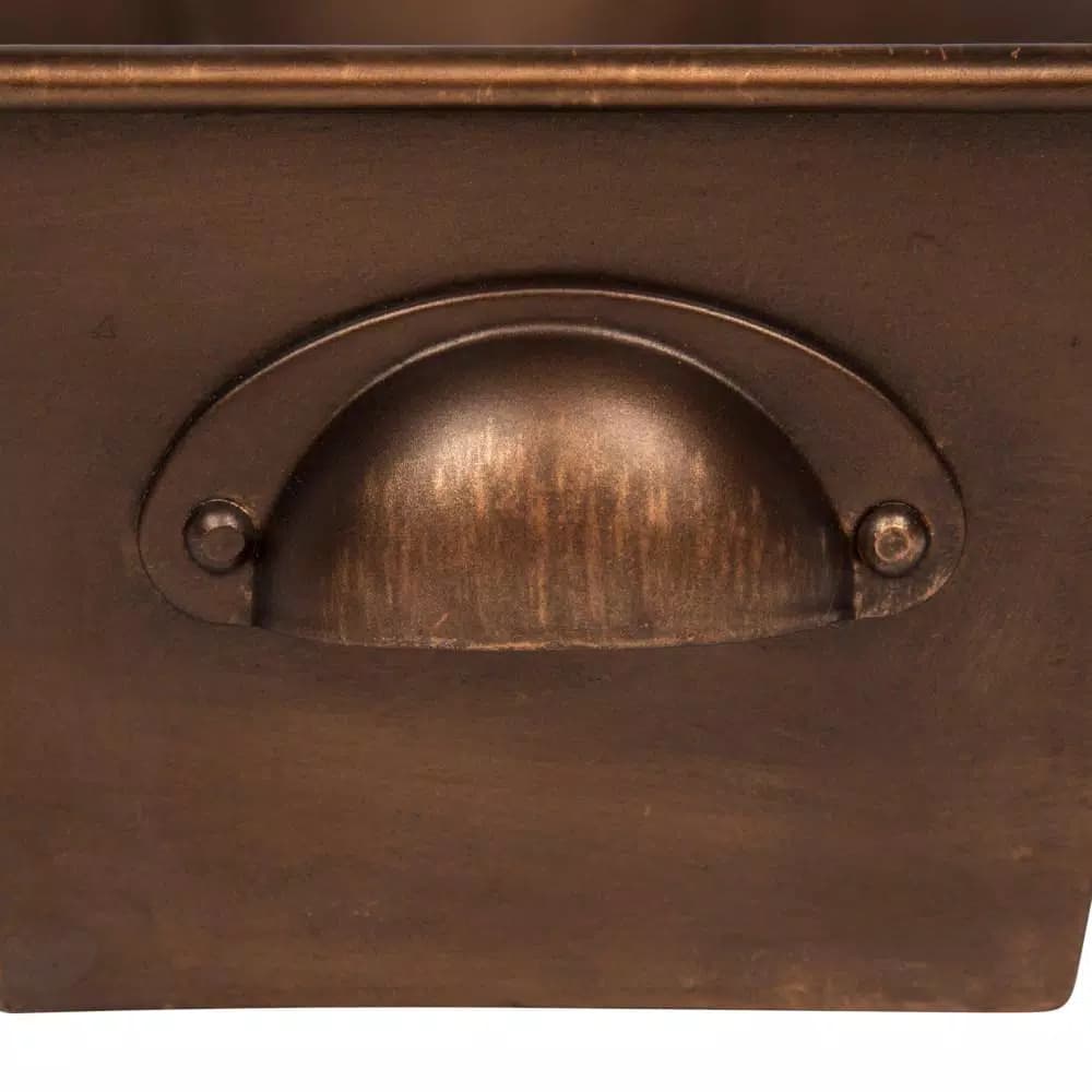 Kate and Laurel Forgeham Bronze Decorative Trough Tray - Antique Copper Metal Rectangle Organizer