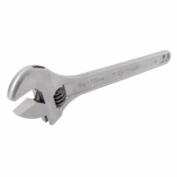Klein Tools 15 in. Adjustable Wrench, Forged Heat-Treated Alloy Steel