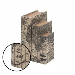 LITTON LANE Nautical Rectangular Synthetic Leather Book Boxes, Set of 3 - Dark Forest Green & Beige thumbnail 3