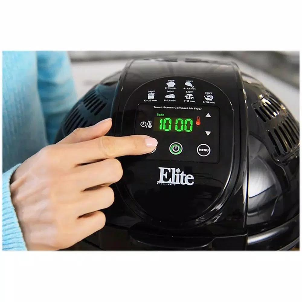 Elite Platinum 3.5 Qt. Digital Air Fryer, 6 Quick Menu Functions, Black