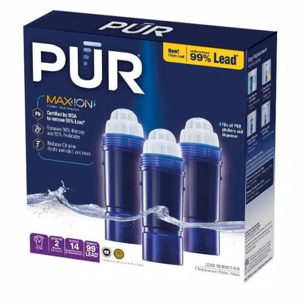 PUR Maxion Replacement Water Pitcher Filters, Lead Reducing, 3-Pack