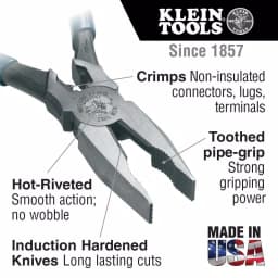 Klein Tools 8 in. Journeyman Universal Side Cutting Crimping Pliers thumbnail 2