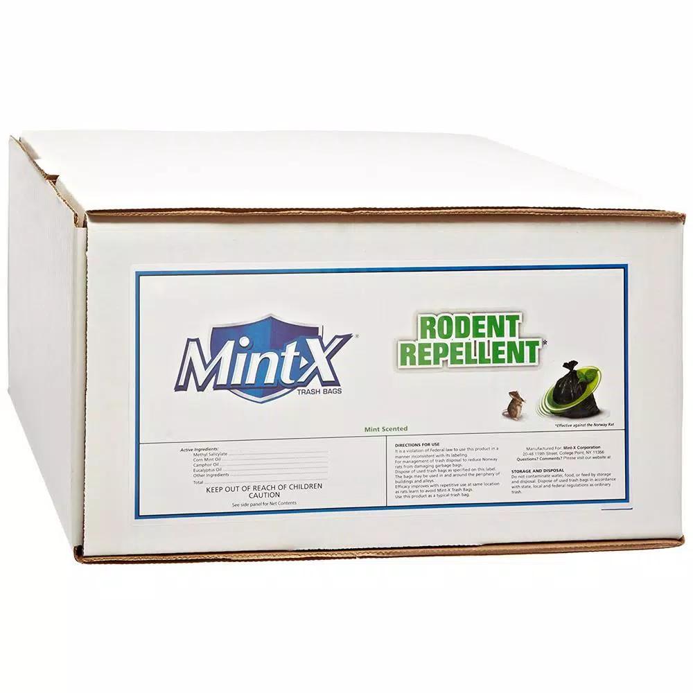 Mint-X 60 Gal. 1.3 Mil Black Rodent Repellent Trash Bags, 38 in. x 58 in. (100-Count)