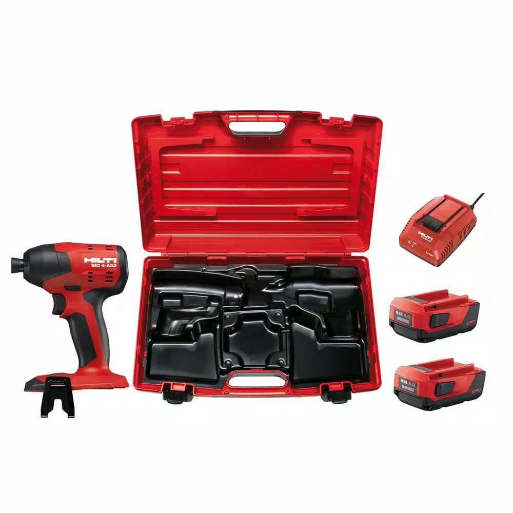 Hilti 22V Cordless Brushless 1/4 in. Hex Impact Driver Kit with 2 Batteries, Charger, and Case