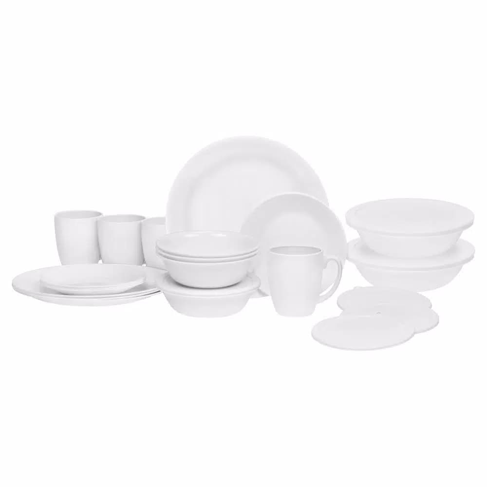 Corelle Livingware 24-Piece White Glass Dinnerware Set, Service for 4