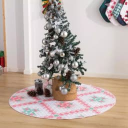 Country Living 48 in. Retro Star Quilted Tree Skirt, Reversible Blush Pink Microfiber thumbnail 4