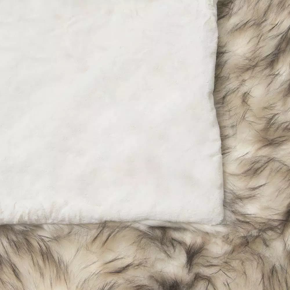 Best Home Fashion Bleached Finn Faux Fur Throw Blanket, 58 in. x 60 in.