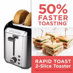 BLACK+DECKER Rapid Toast 2-Slice Stainless Steel Wide Slot Toaster, 1200W thumbnail 5