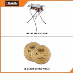 RIDGID 7 in. Table Top Wet Tile Saw, 6.5 Amp, with Bonus Stand and Diamond Blade thumbnail 2
