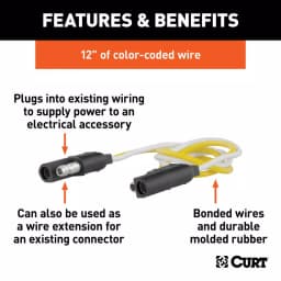 CURT 2-Way Flat Wiring Connector Plug & Socket with 12" Color-Coded Wires thumbnail 2