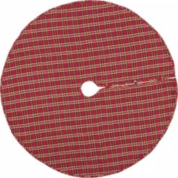 VHC Brands 55 in. Galway Barn Red Plaid Rustic Christmas Tree Skirt thumbnail 1
