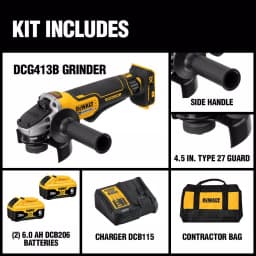 DEWALT 20V MAX XR Brushless 4-1/2 in. Paddle Switch Angle Grinder Kit with (2) 6.0Ah Batteries thumbnail 2