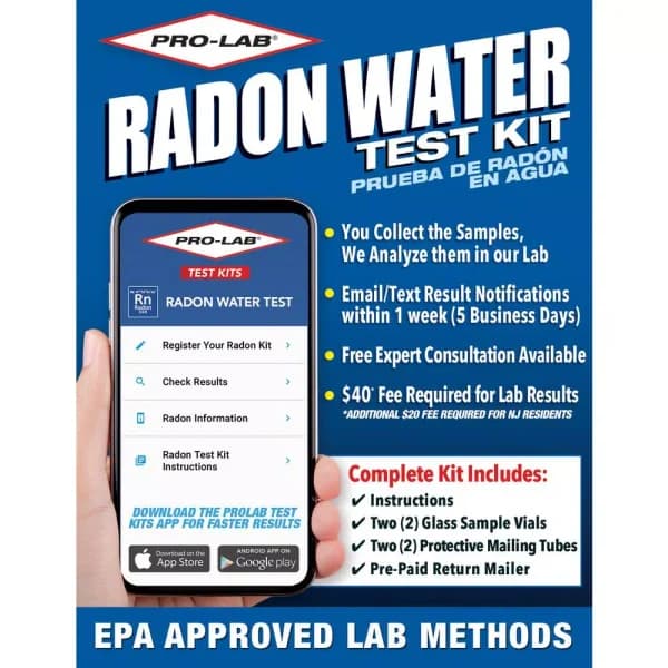 PRO-LAB EPA Approved Radon in Water Test Kit with 2 Glass Sample Vials