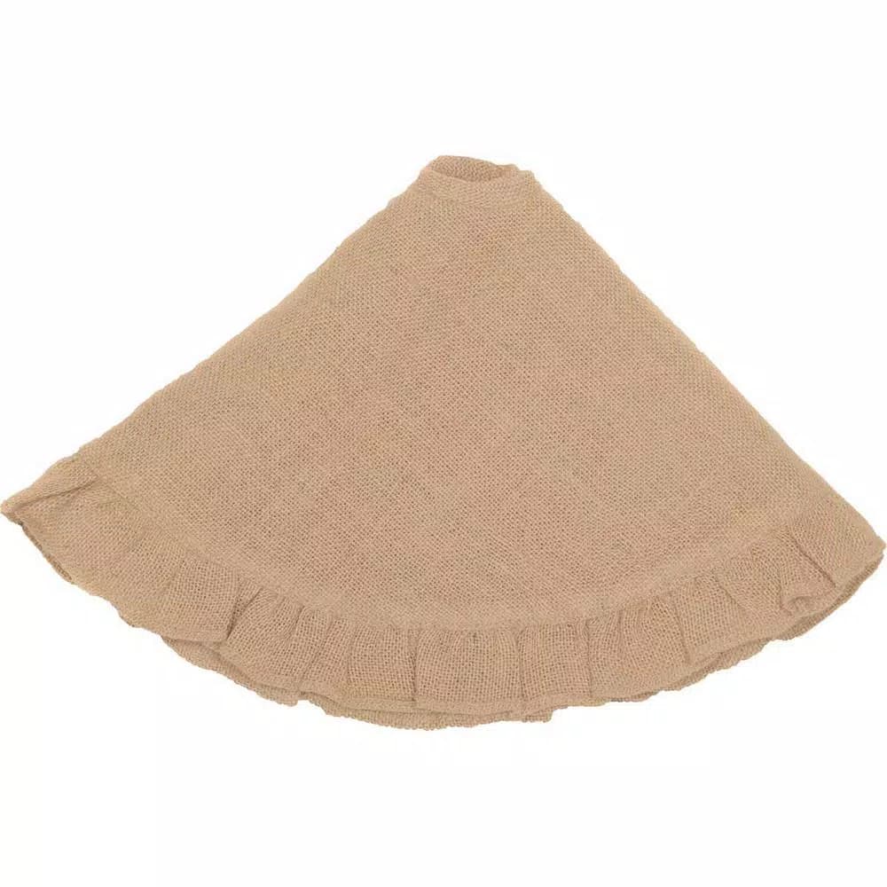 VHC Brands 21 in. Jute Burlap Natural Tan Tree Skirt - Rustic Lodge Holiday Decor