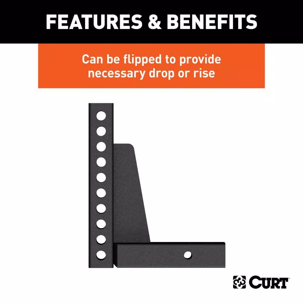 CURT Weight Distribution Shank, 2 in. Shank, 7 in. Drop, 10.5 in. Rise