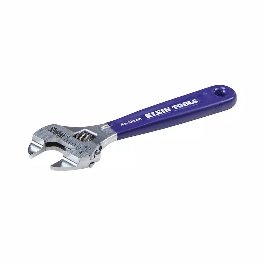 Klein Tools 4 in. Slim-Jaw Adjustable Wrench, Low Profile Steel Hand Tool