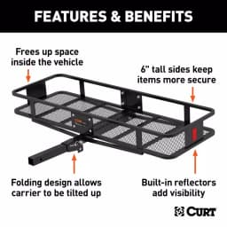 CURT Steel Wide Basket Style Hitch Cargo Carrier, 500 lb. Capacity, 2 in. Receiver thumbnail 2