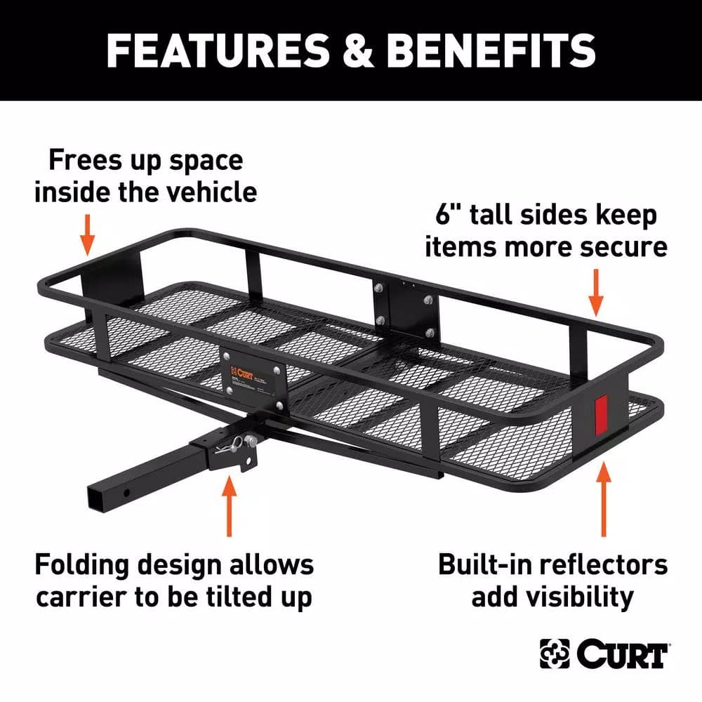 CURT Steel Wide Basket Style Hitch Cargo Carrier, 500 lb. Capacity, 2 in. Receiver