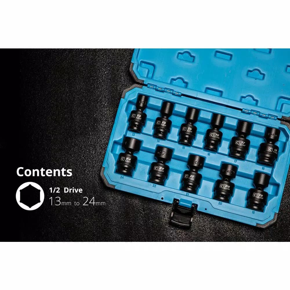 Capri Tools 1/2 in. Drive Metric Universal Impact Socket Set, 11-Piece