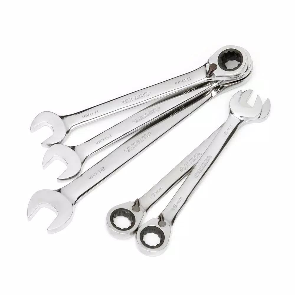 Husky 5-Piece Metric Reversible Ratcheting Wrench Set, Large Sizes