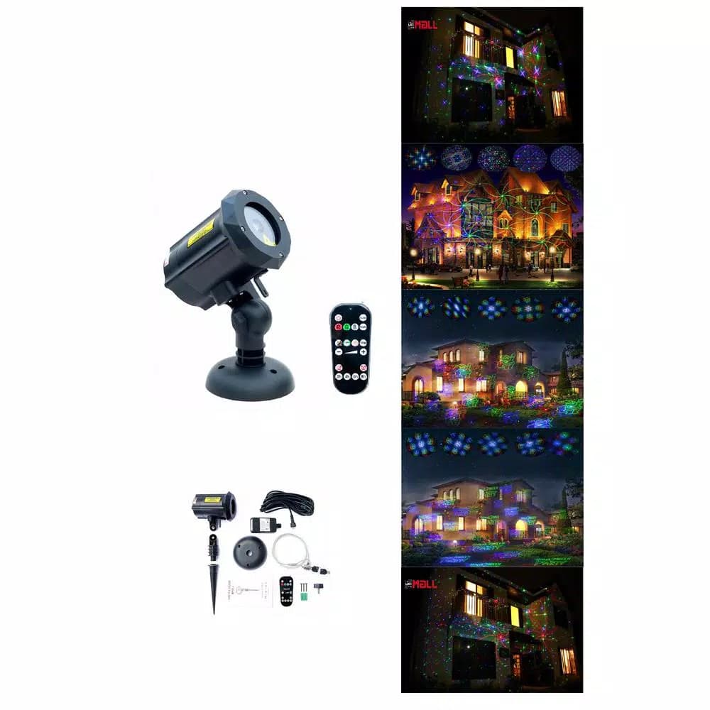 LEDMALL 3-in-1 RGB Outdoor Laser Projector, 18 Moving Patterns for Christmas, Halloween & Garden Decor