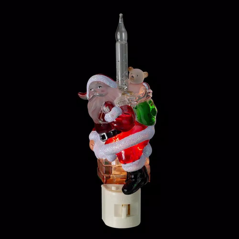 Northlight Santa Claus in Chimney Christmas Bubble Night Light with Silver Glitter