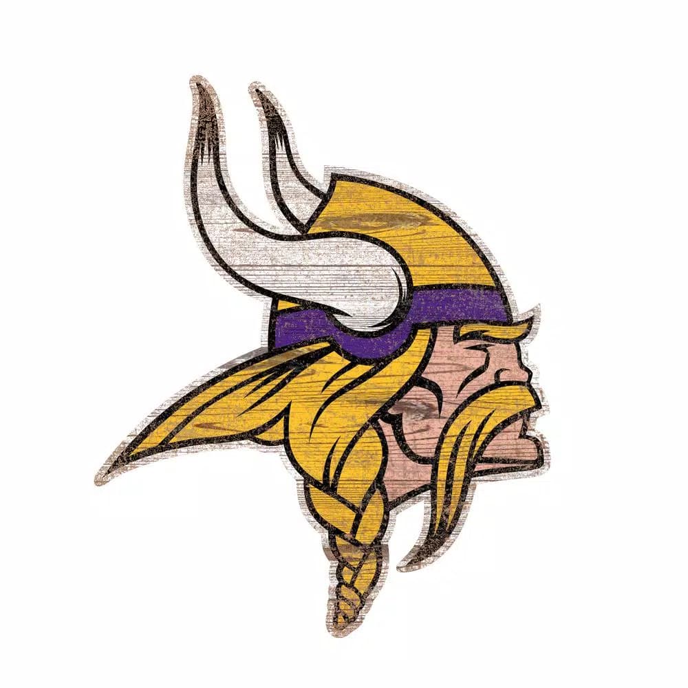 Adventure Furniture Fan Creations NFL Minnesota Vikings Distressed Logo Wood Cutout Wall Sign
