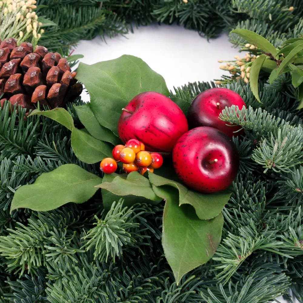 VAN ZYVERDEN 24 in. Live Fresh Cut Pacific Northwest Christmas Wreath with Noble Fir and Incense Cedar