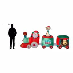 Airblown 12 ft. W Inflatable Pre-Lit Plush Santa in Circus Train Christmas Decoration thumbnail 8