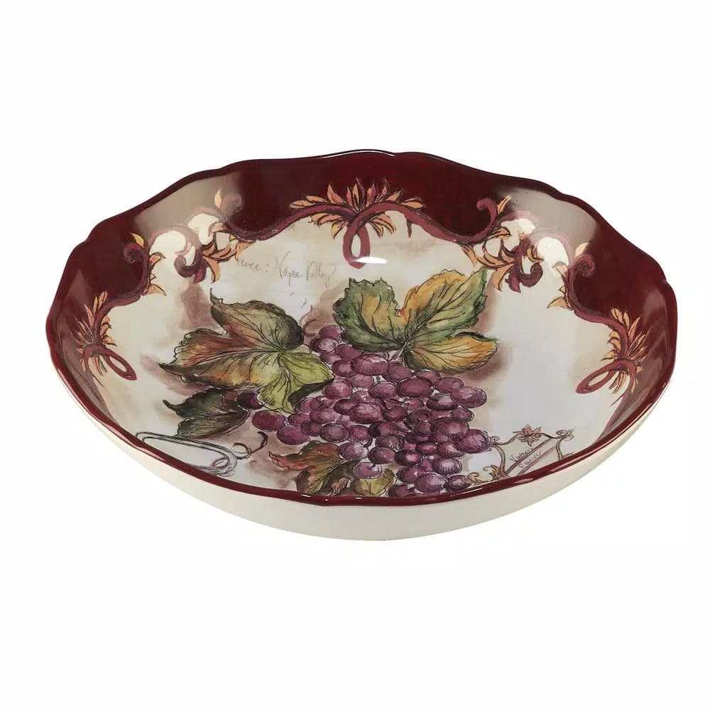 Certified International Vintners Journal Ceramic Multi-Colored 13.5 in. Serving and Pasta Bowl