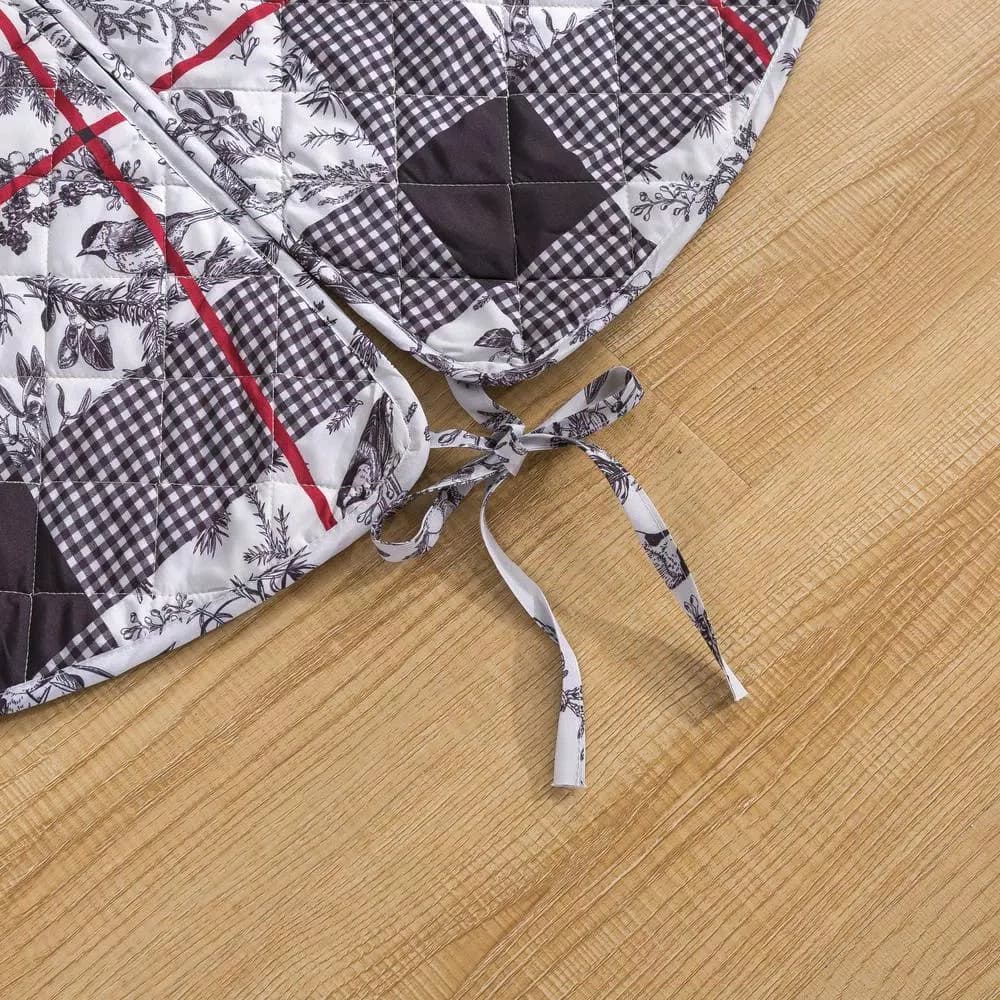 Country Living Faith 48 in. Reversible Quilted Microfiber Tree Skirt - Chickadee Toile & Floral