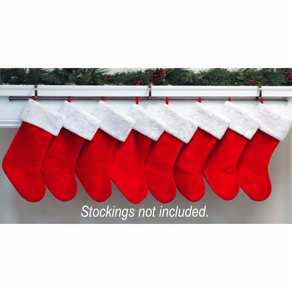 Haute Decor MantleClip Stocking Holder Set with Expandable Rod, Oil-Rubbed Bronze (4-Pack)