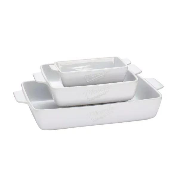 Mason Craft & More 3-Piece White Ceramic Bakeware Set