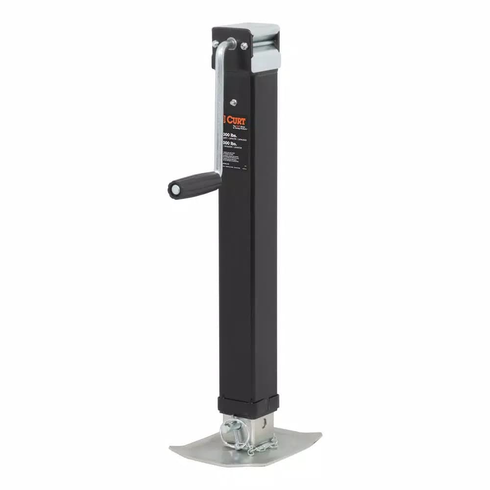 CURT Direct-Weld Square Trailer Jack with Side Handle, 8,000 lbs. Support, 15 in. Travel