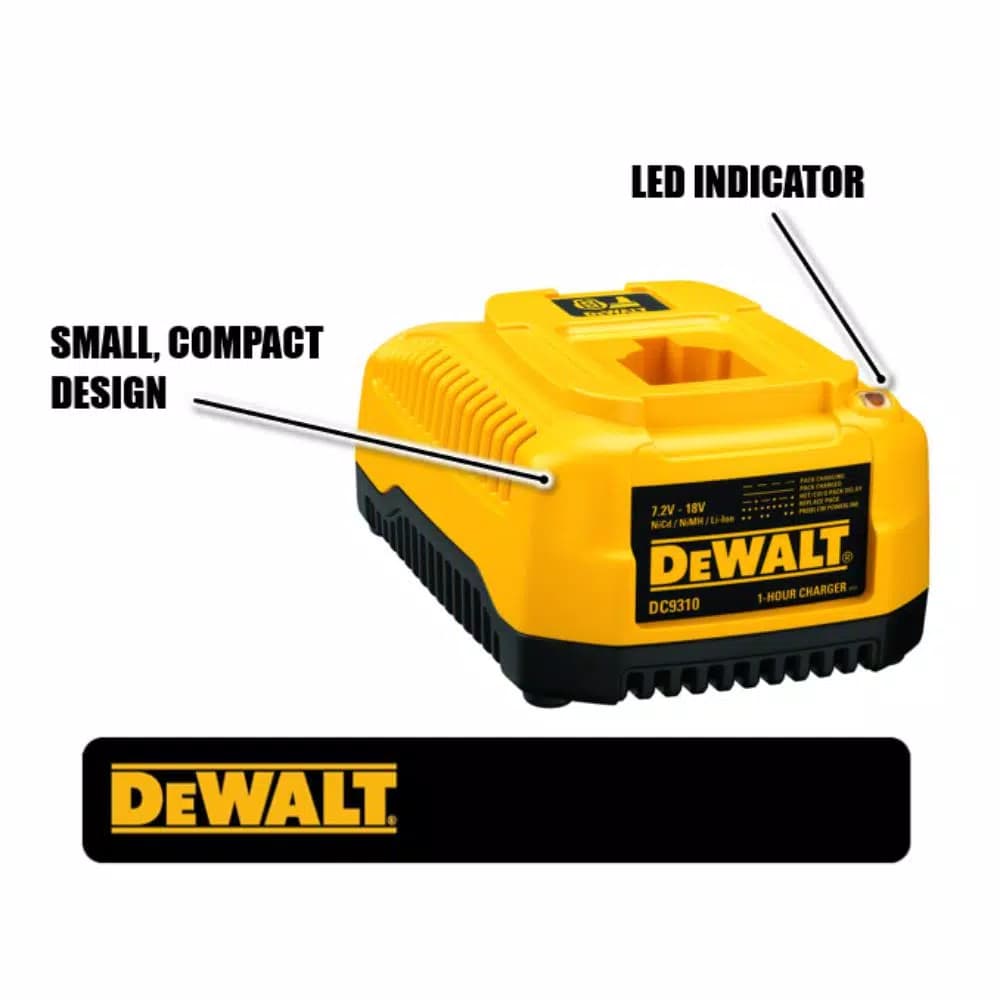 DEWALT 18V 1-Hour Fast Battery Charger for 7.2V-18V Li-Ion, NiMH, and NiCd Batteries