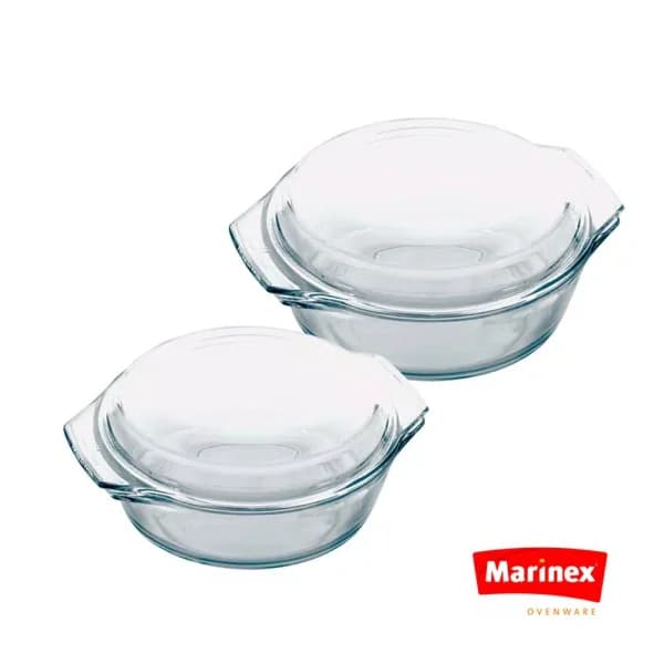 Marinex 4-Piece Borosilicate Glass Round Casserole Set with Lids