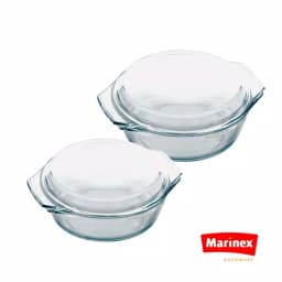 Marinex 4-Piece Borosilicate Glass Round Casserole Set with Lids thumbnail 1