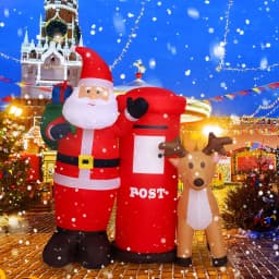 JOYDECOR 6 ft. Santa Claus with Postbox and Reindeer Christmas Inflatable with LED Lights thumbnail 8